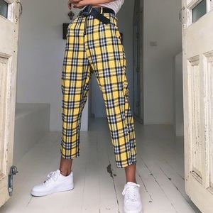 Yellow Plaid Tiger Mist Pants